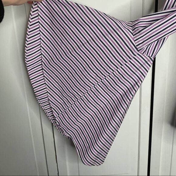 Milly Michelle Violet Striped Bell Sleeve Blouse - Picture 9 of 12